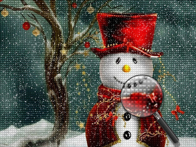 Weihnachtlicher Schneemann mit rotem Hut Diamond Painting