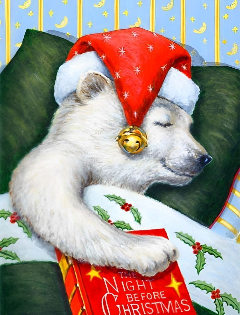 Weihnachtsbär im Schlaf Diamond Painting