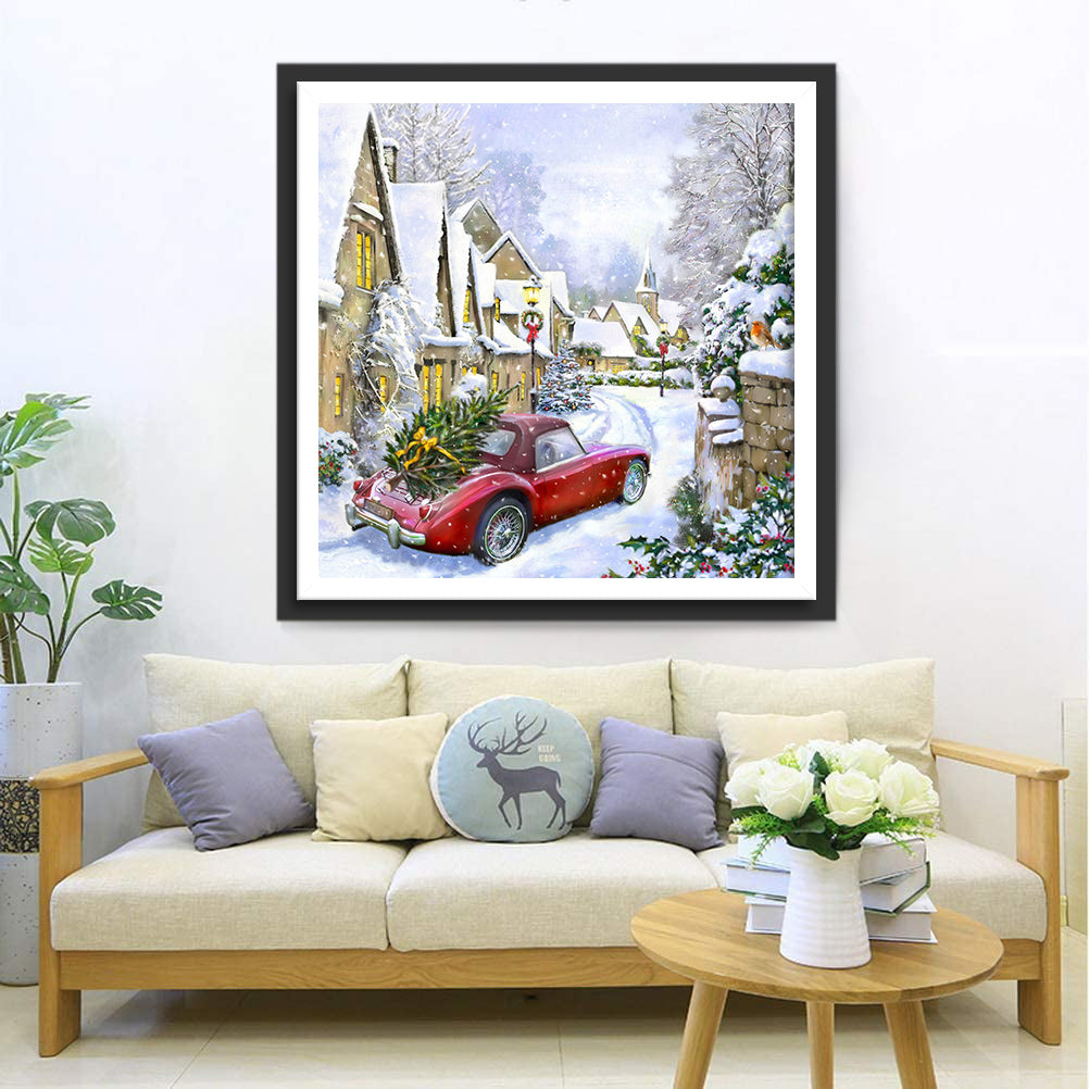 Weihnachtsbaum auf dem Wagen Diamond Painting