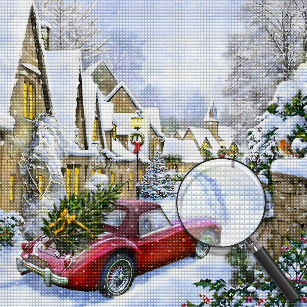 Weihnachtsbaum auf dem Wagen Diamond Painting