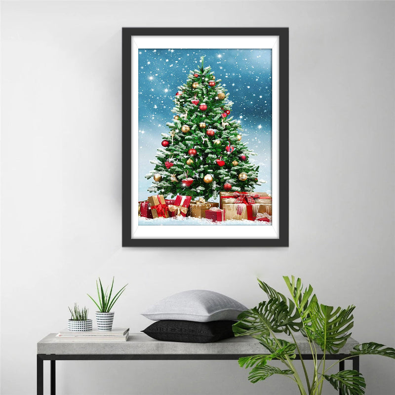 Weihnachtsbaum Geschenke Schnee Diamond Painting