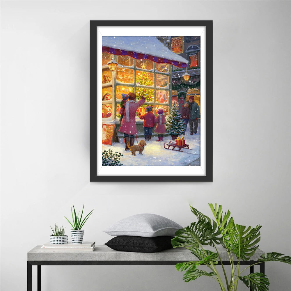 Weihnachtsbaum im Fenster Diamond Painting