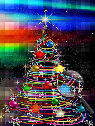 Weihnachtsbaum im Polarlicht Diamond Painting