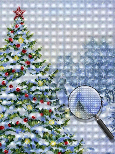 Weihnachtsbaum im Schnee Diamond Painting