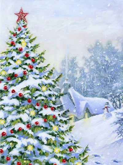 Weihnachtsbaum im Schnee Diamond Painting