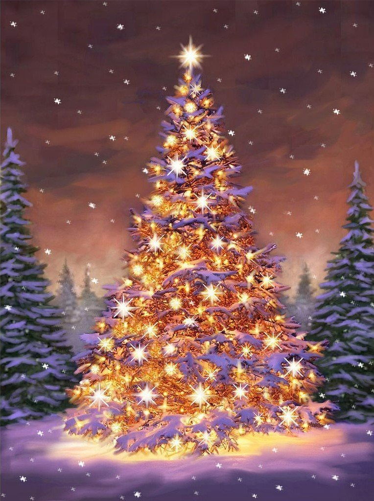 Weihnachtsbaum mit vielen Lichtern Diamond Painting