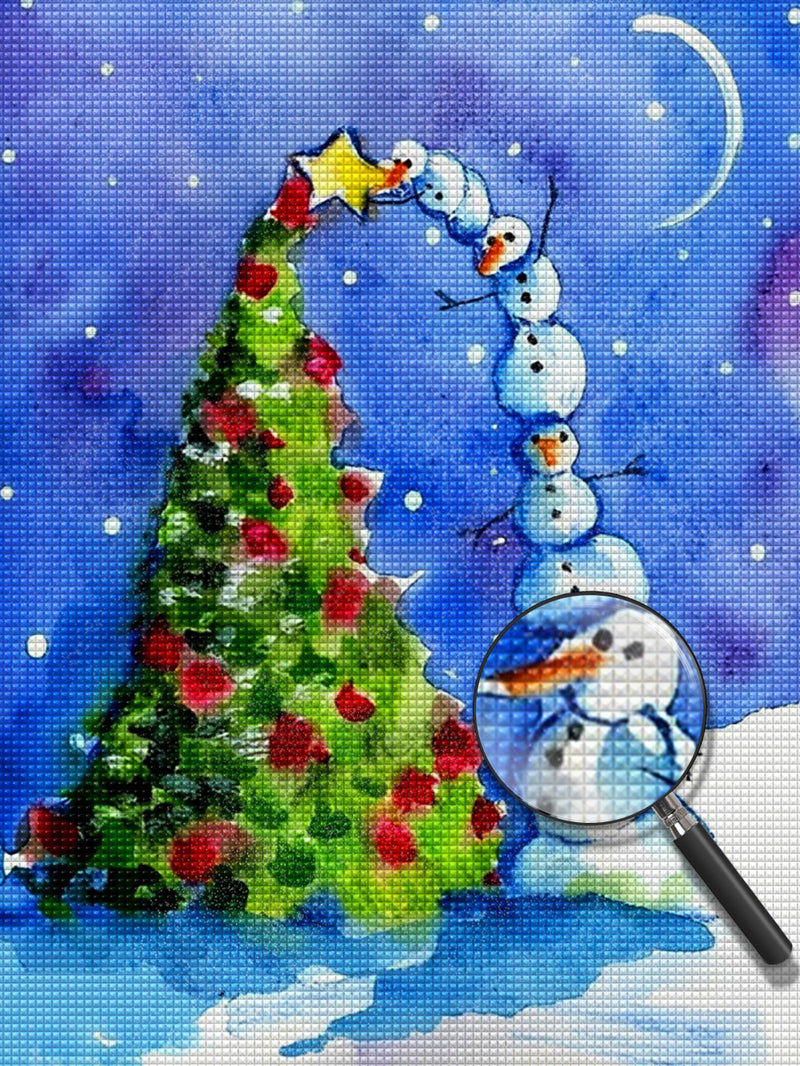 Weihnachtsbaum Schneemänner Diamond Painting