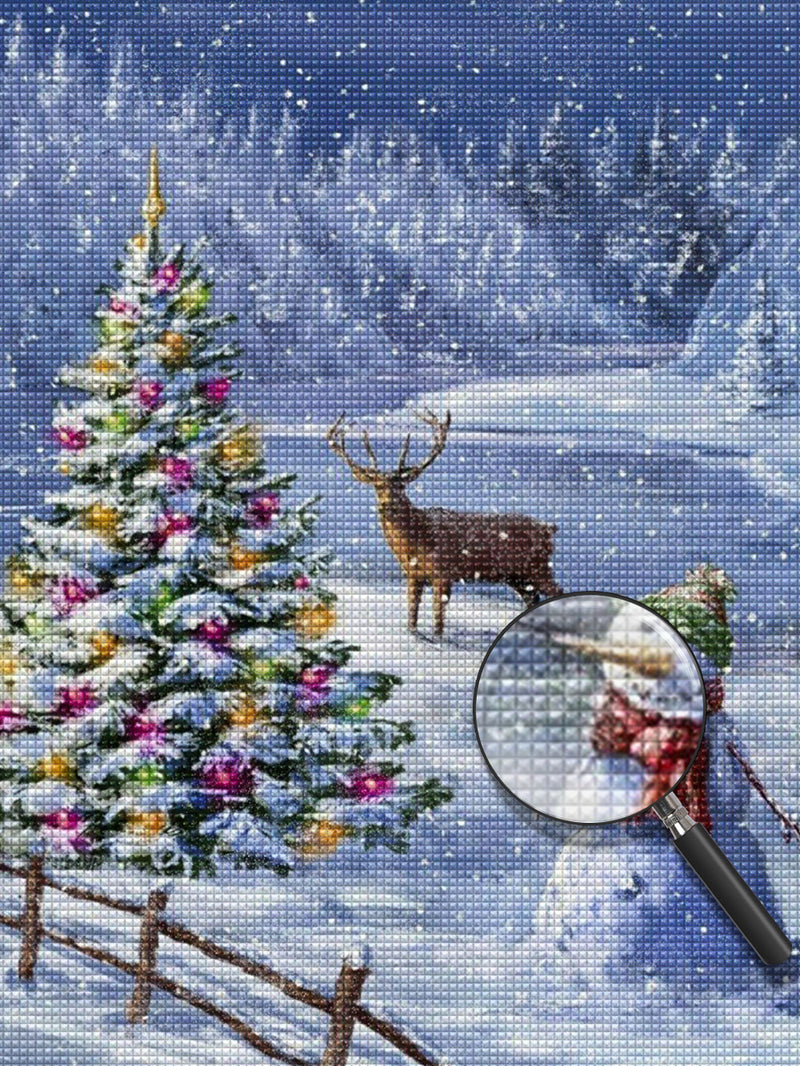 Weihnachtsbaum Schneemann Rentier Diamond Painting