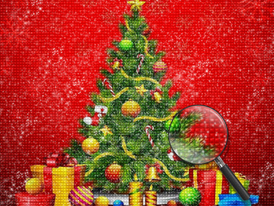 Weihnachtsbaum und Geschenke Diamond Painting