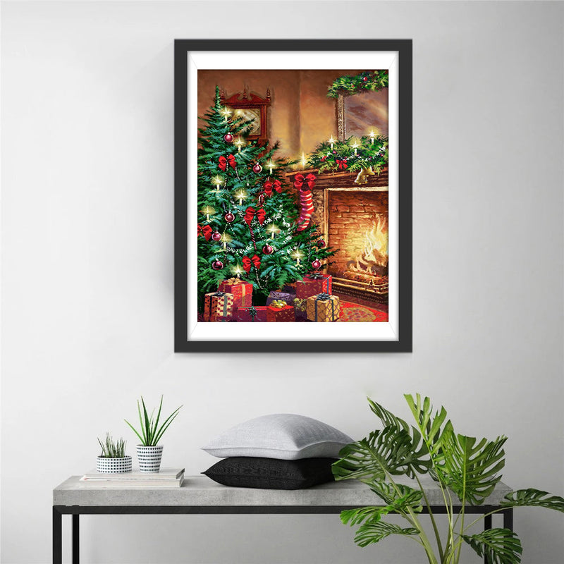 Weihnachtsbaum und Kamin Diamond Painting