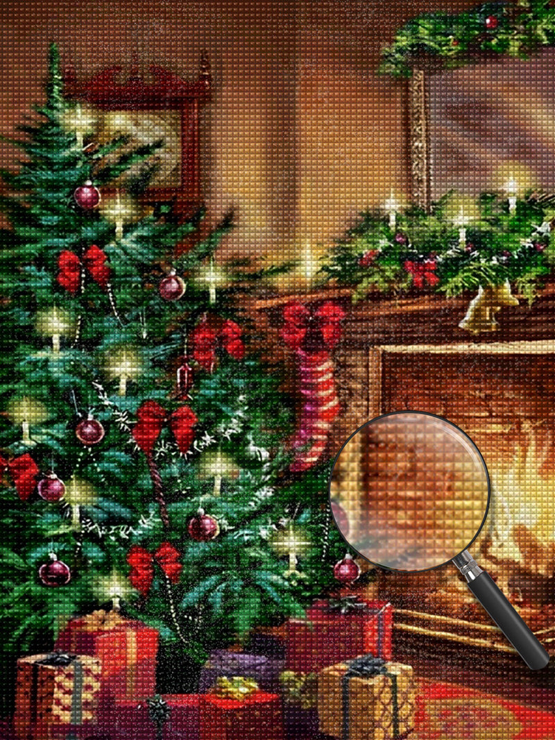 Weihnachtsbaum und Kamin Diamond Painting