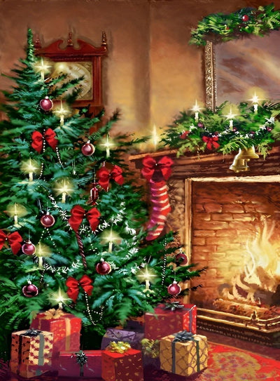 Weihnachtsbaum und Kamin Diamond Painting