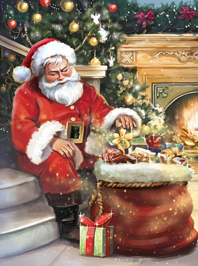 Weihnachtsmann auf der Treppe Diamond Painting