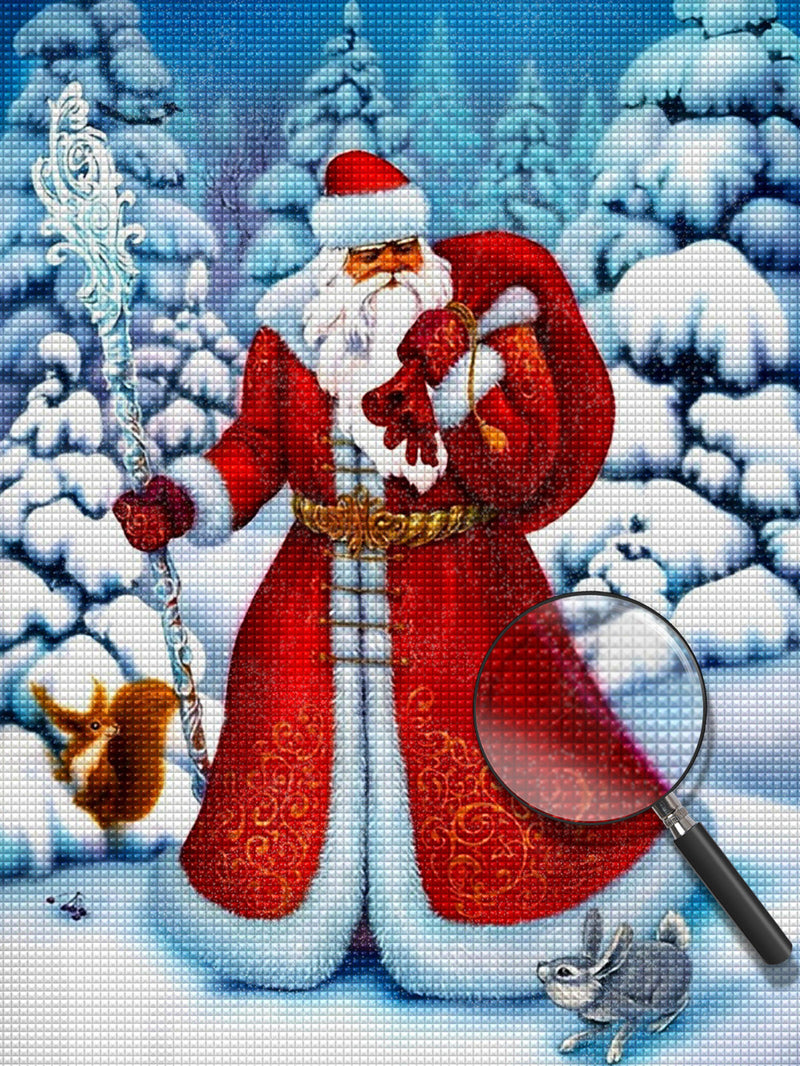 Weihnachtsmann, Eichhörnchen und Kaninchen Diamond Painting