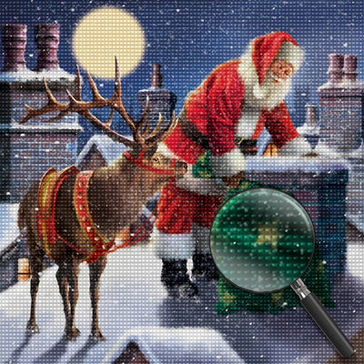 Weihnachtsmann Elch Dach Diamond Painting