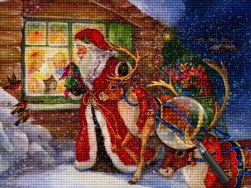 Weihnachtsmann Elch Diamond Painting