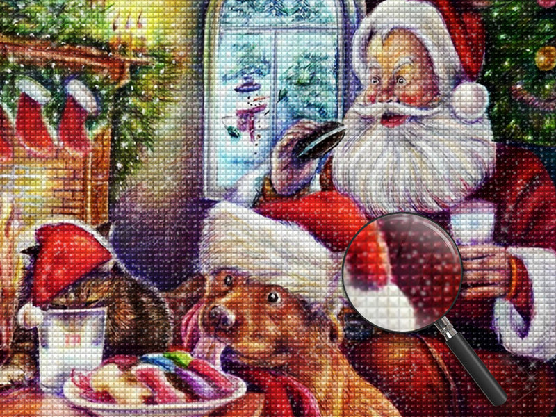 Weihnachtsmann Frühstück Hund Diamond Painting