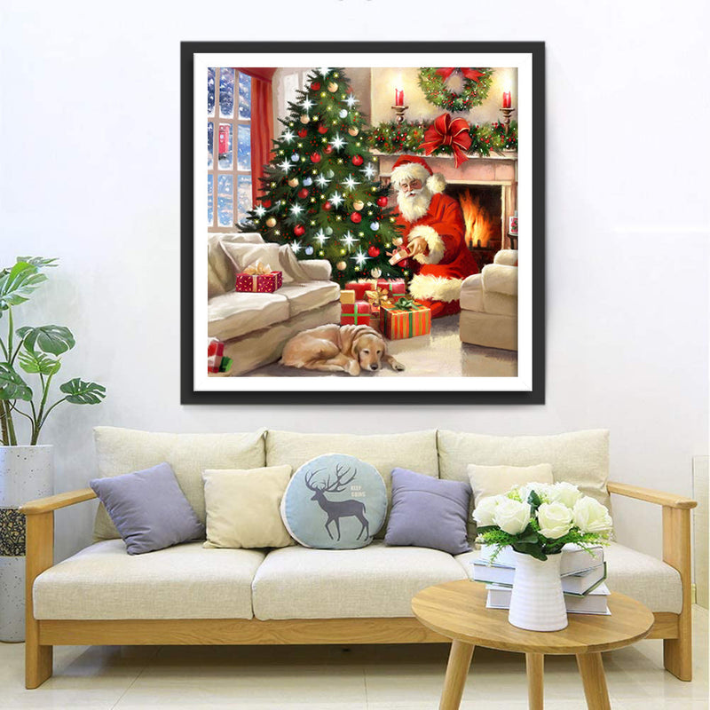 Weihnachtsmann Geschenke Hund Diamond Painting