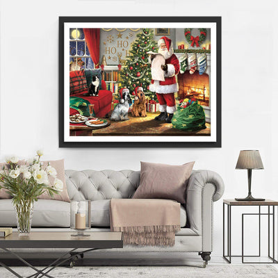 Weihnachtsmann Geschenke Tiere Diamond Painting