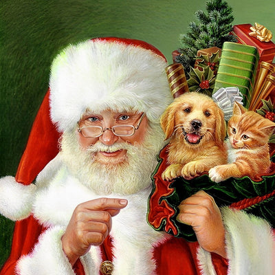 Weihnachtsmann Geschenke Tiere Diamond Painting