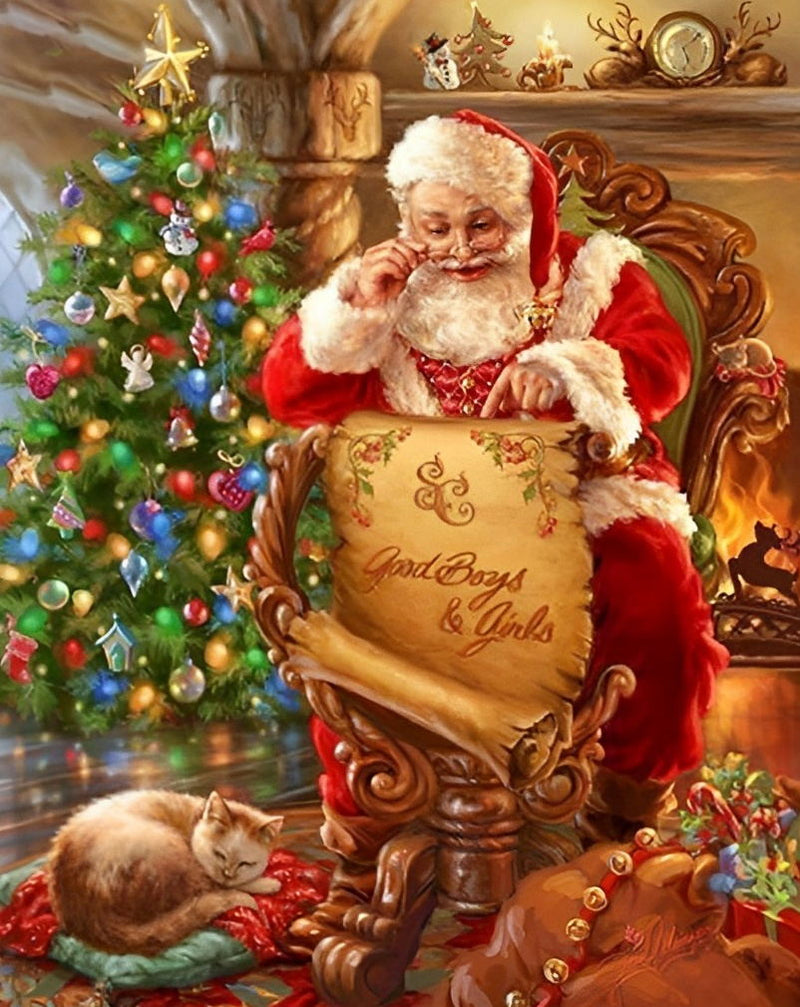 Weihnachtsmann Geschenkeliste Diamond Painting