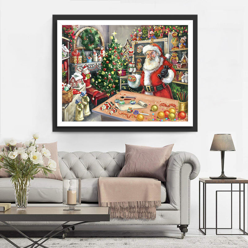 Weihnachtsmann im Raum voller Geschenke Diamond Painting