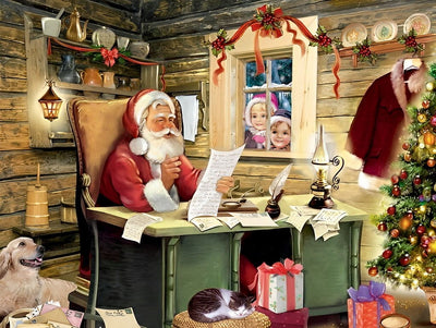 Weihnachtsmann, Kinder und Geschenkeliste Diamond Painting