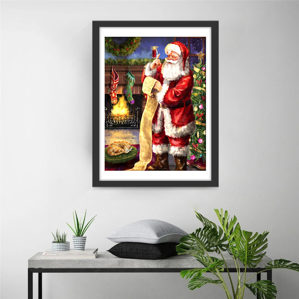 Weihnachtsmann mit der Wunschliste Diamond Painting
