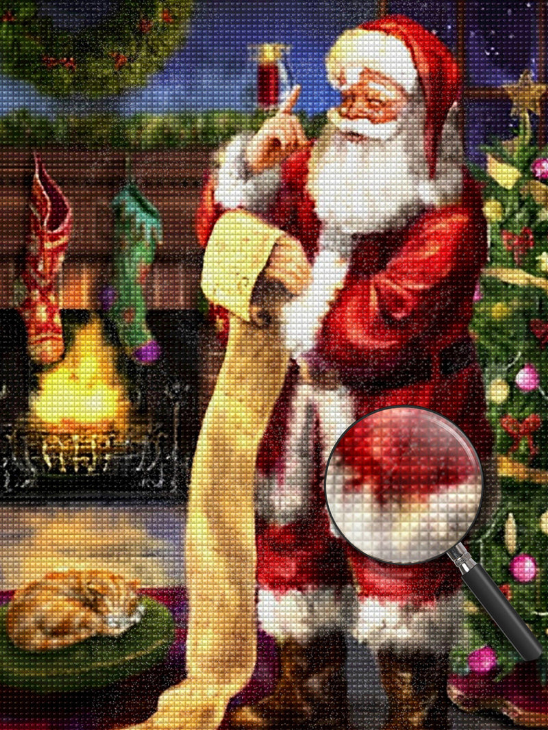 Weihnachtsmann mit der Wunschliste Diamond Painting