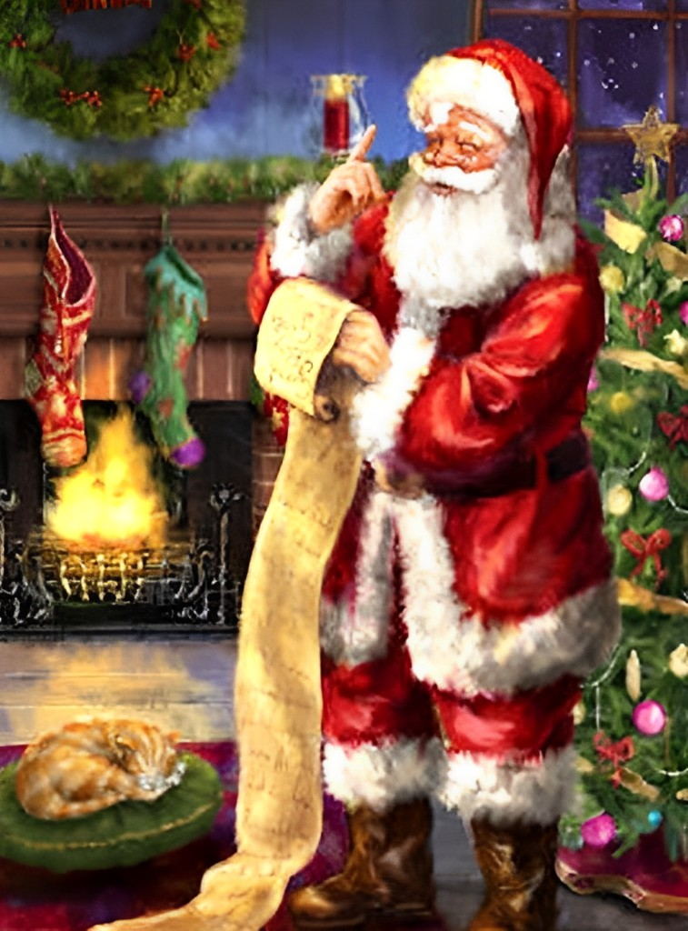Weihnachtsmann mit der Wunschliste Diamond Painting