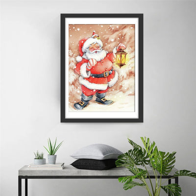 Weihnachtsmann mit einer Lampe Diamond Painting