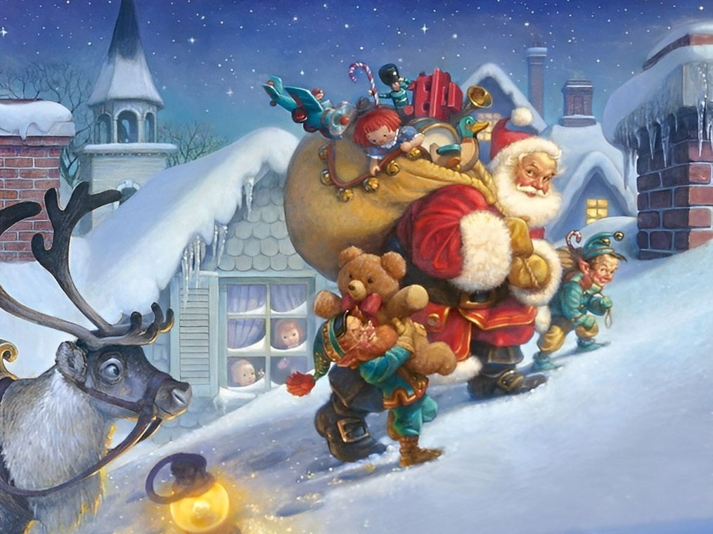 Weihnachtsmann mit Geschenken Diamond Painting