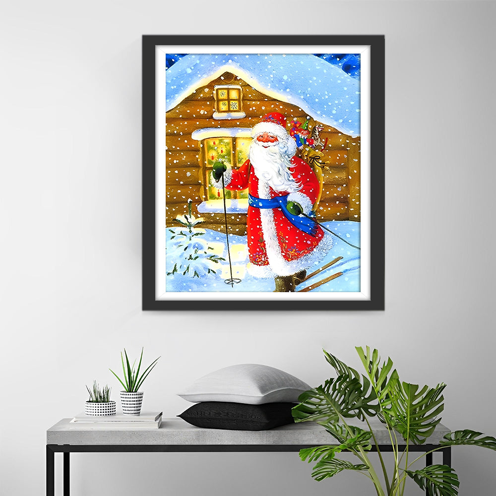 Weihnachtsmann mit Geschenken im Schnee Diamond Painting