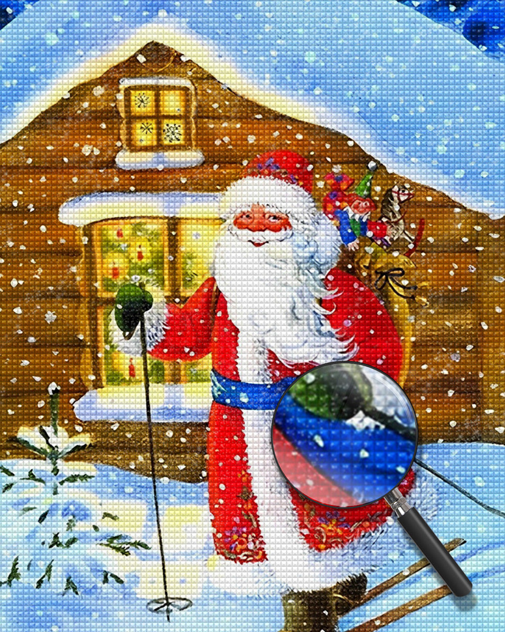 Weihnachtsmann mit Geschenken im Schnee Diamond Painting