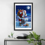 Weihnachtsmann mit Geschenken in der Nacht Diamond Painting