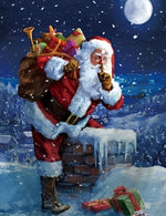 Weihnachtsmann mit Geschenken in der Nacht Diamond Painting