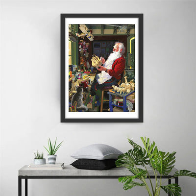 Weihnachtsmann mit Segelschiffgeschenk Diamond Painting