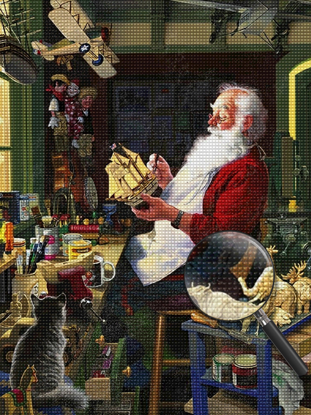 Weihnachtsmann mit Segelschiffgeschenk Diamond Painting