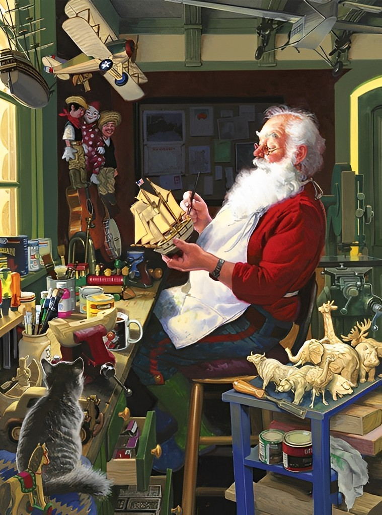 Weihnachtsmann mit Segelschiffgeschenk Diamond Painting