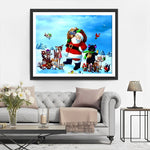 Weihnachtsmann mit Tieren Diamond Painting