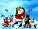 Weihnachtsmann mit Tieren Diamond Painting
