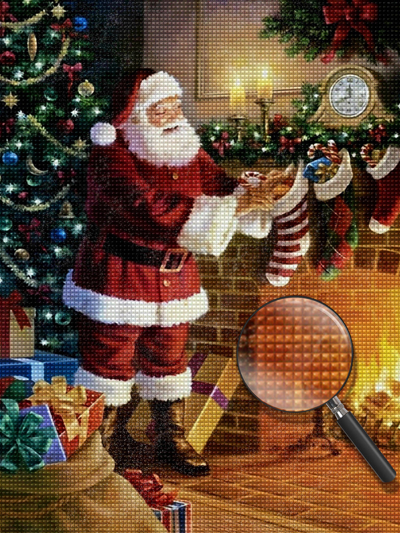 Weihnachtsmann mit Weihnachtsstrümpfen Diamond Painting