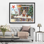 Weihnachtsmann neben dem Weihnachtsbaum Diamond Painting