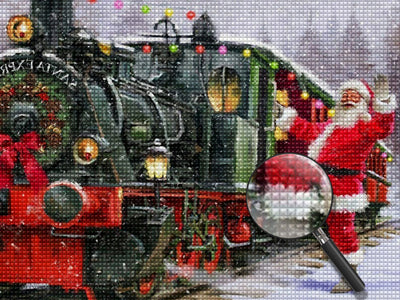 Weihnachtsmann neben dem Zug Diamond Painting