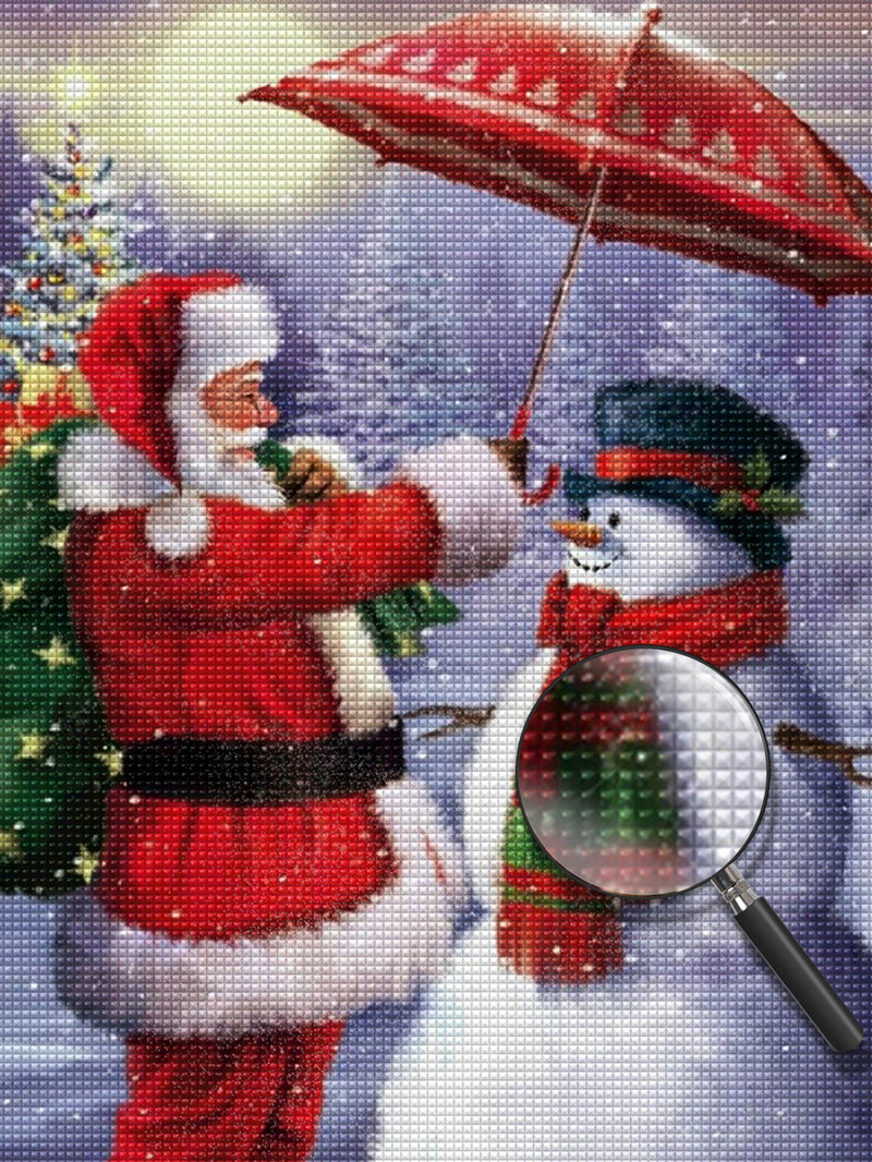 Weihnachtsmann Regenschirm Schneemann Diamond Painting