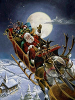 Weihnachtsmann Schlitten Mondlicht Diamond Painting