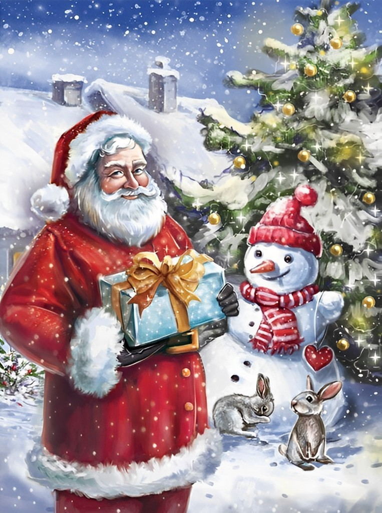 Weihnachtsmann, Schneemann, Weihnachtsbaum Diamond Painting