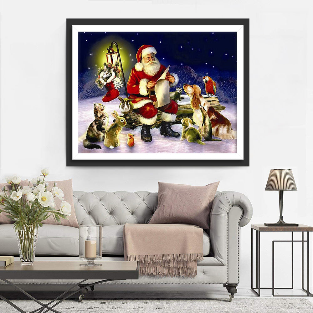 Weihnachtsmann Tiere Diamond Painting