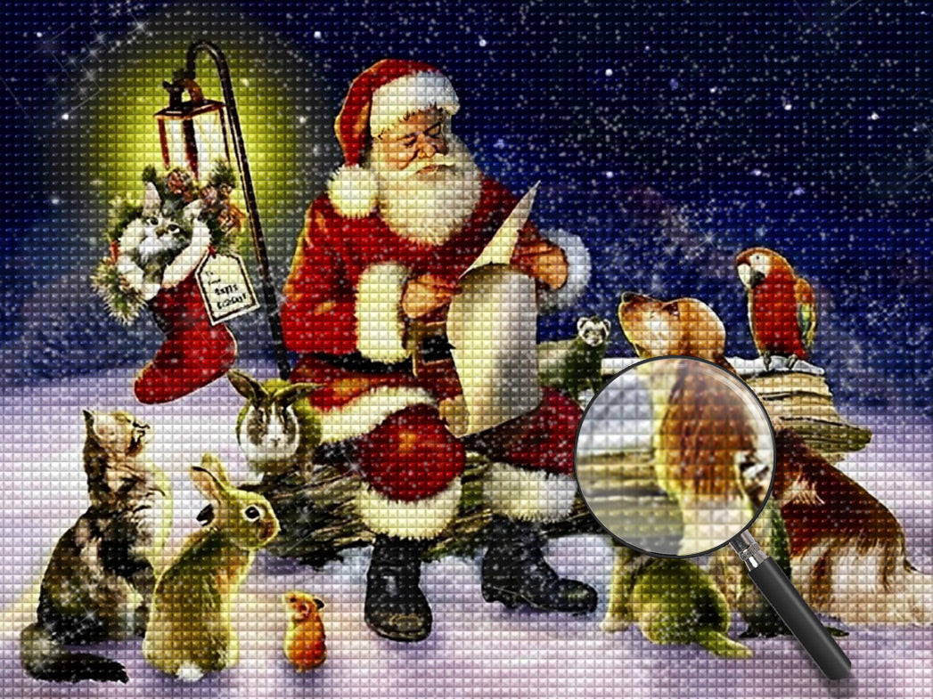 Weihnachtsmann Tiere Diamond Painting