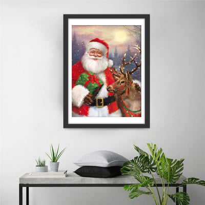 Weihnachtsmann und Elch Diamond Painting